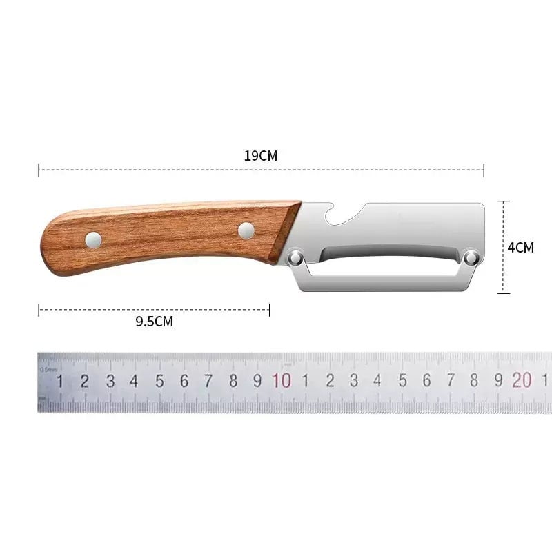 đȘâšHeavy-Duty Stainless Steel Vegetable Peeler with Ergonomic Wood Handle & Built-in Bottle Opener