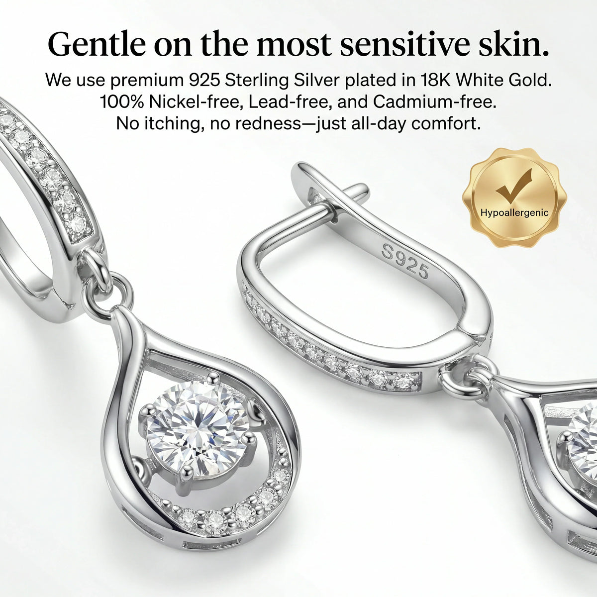 đ„ LAST DAY 90% OFF:1-Carat "Dancing" Moissanite Earrings â The Pure S925 Comfort & Sparkle You Deserveđ
