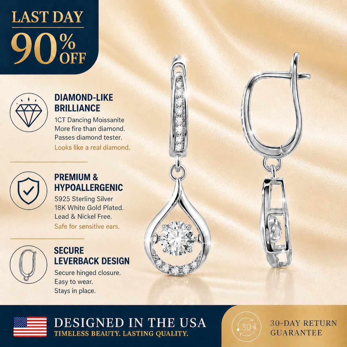 đ„ LAST DAY 90% OFF:1-Carat "Dancing" Moissanite Earrings â The Pure S925 Comfort & Sparkle You Deserveđ