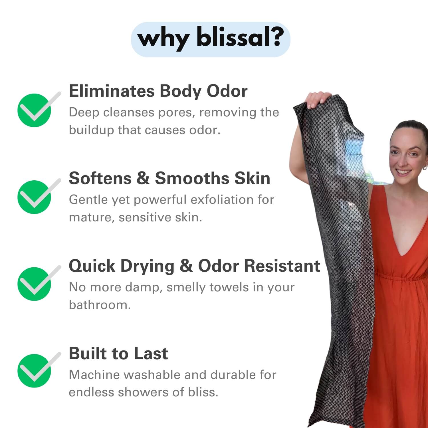 （📢60% off!! ⏰ ）Blissal Exfoliating Antibacterial Shower Towel