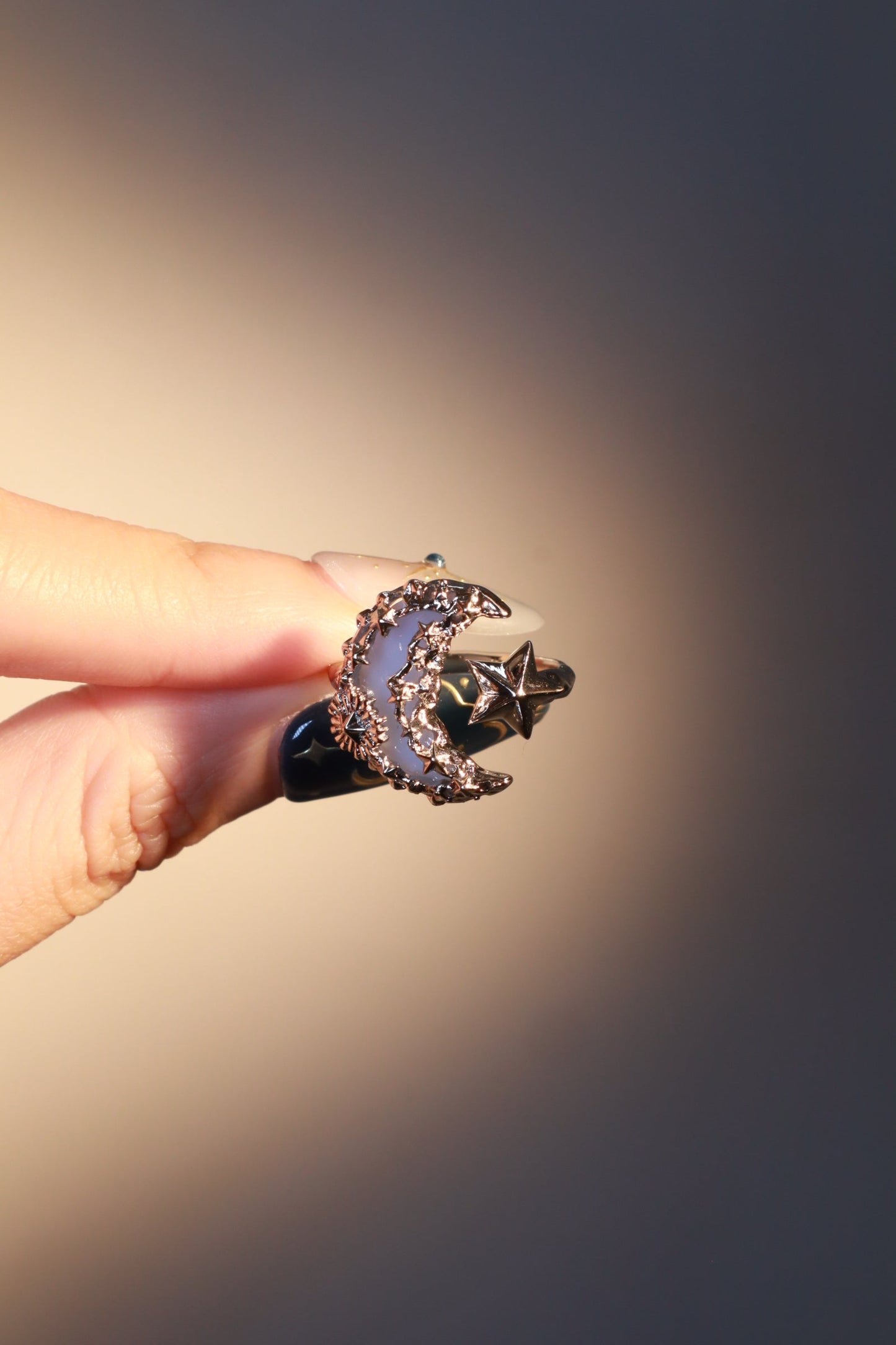 Mystic Blue Moon Resin Ring 🌙💙✨ – Celestial Jewelry