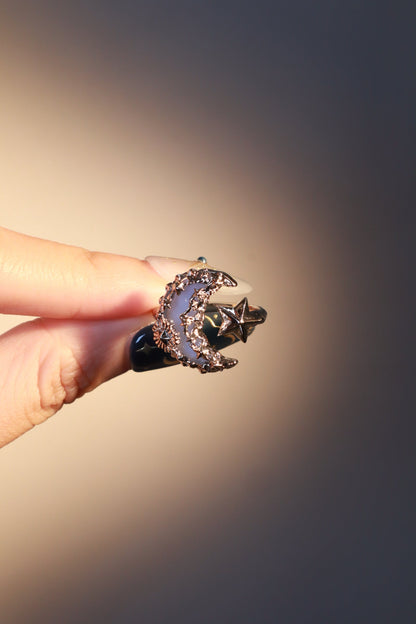 Mystic Blue Moon Resin Ring 🌙💙✨ – Celestial Jewelry