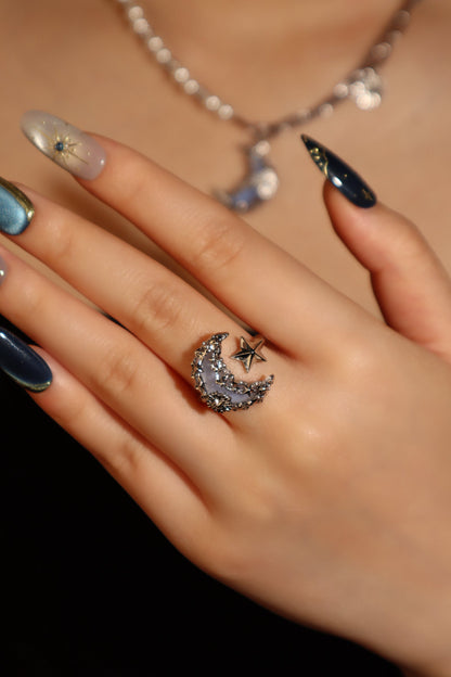Mystic Blue Moon Resin Ring 🌙💙✨ – Celestial Jewelry