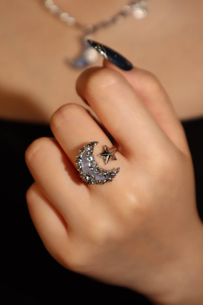 Mystic Blue Moon Resin Ring 🌙💙✨ – Celestial Jewelry