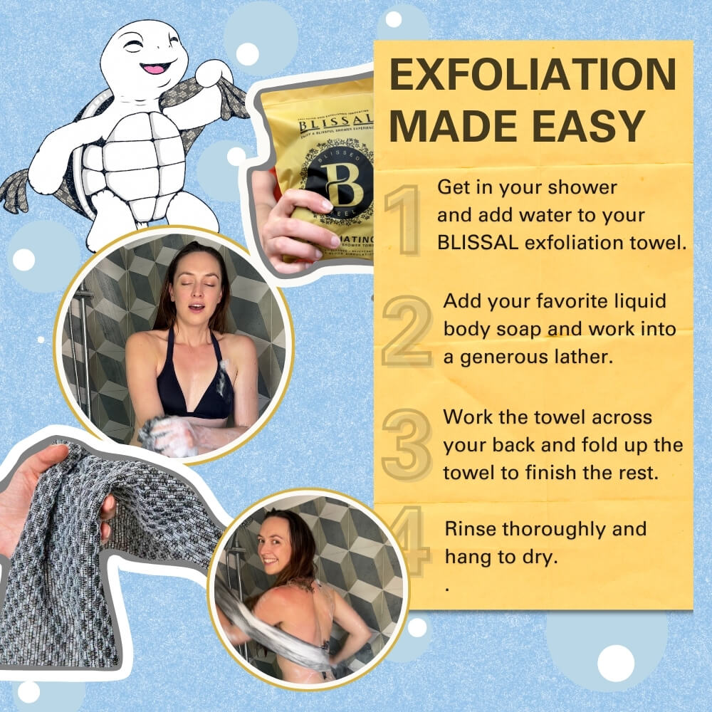（📢60% off!! ⏰ ）Blissal Exfoliating Antibacterial Shower Towel