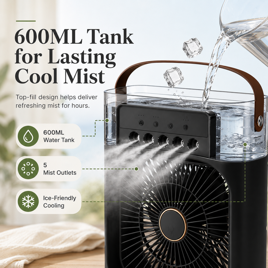 ❄️Portable Cooling Fan with Water Tank, Fragrance & Mosquito Defense