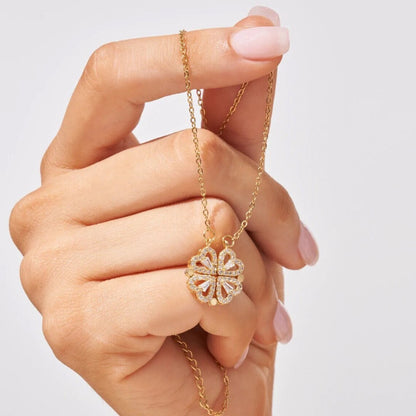 🍀 Lucky Heart Necklace – 2-in-1 Clover & Heart Pendant | Symbol of Love & Good Fortune ✨