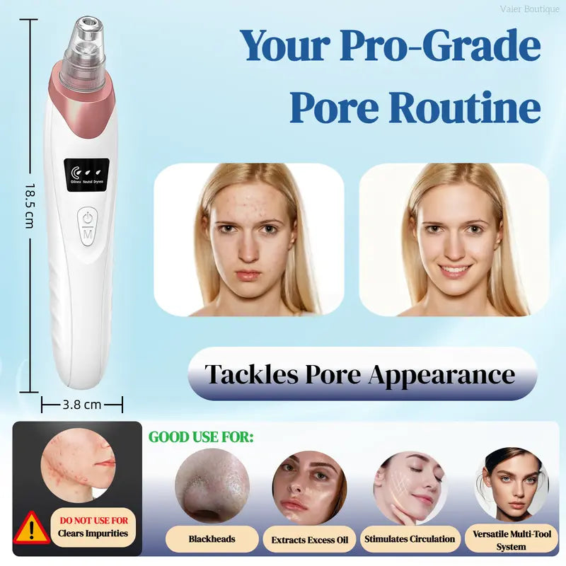 Electric Pore Vacuum & Blackhead Remover – Rechargeable Spot Extractor Tool Set