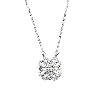 🍀 Lucky Heart Necklace – 2-in-1 Clover & Heart Pendant | Symbol of Love & Good Fortune ✨
