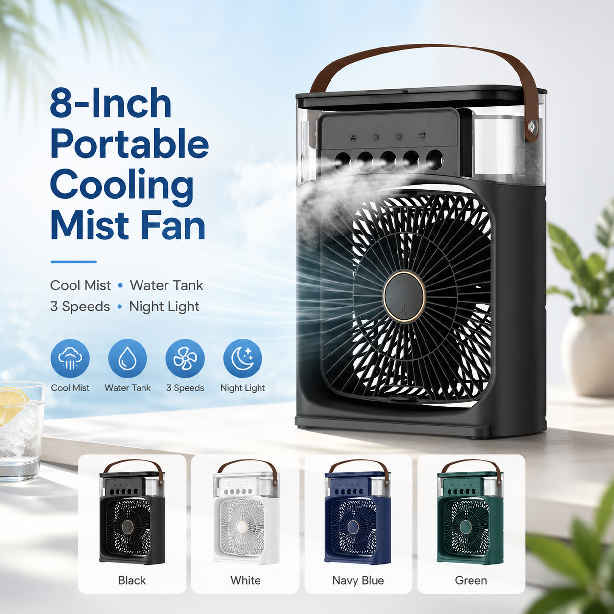 ❄️Portable Cooling Fan with Water Tank, Fragrance & Mosquito Defense