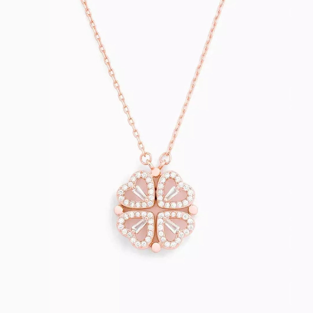 🍀 Lucky Heart Necklace – 2-in-1 Clover & Heart Pendant | Symbol of Love & Good Fortune ✨