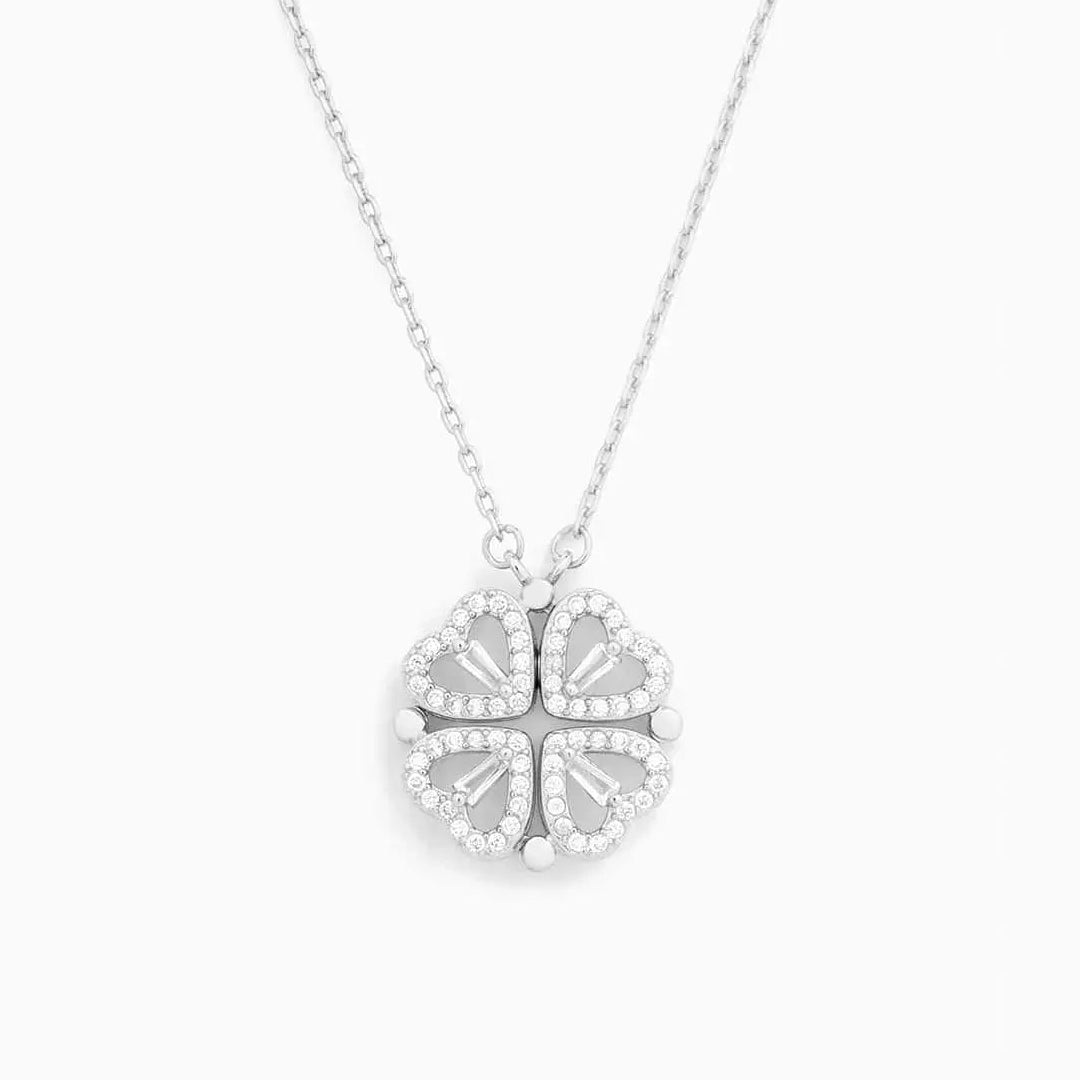🍀 Lucky Heart Necklace – 2-in-1 Clover & Heart Pendant | Symbol of Love & Good Fortune ✨