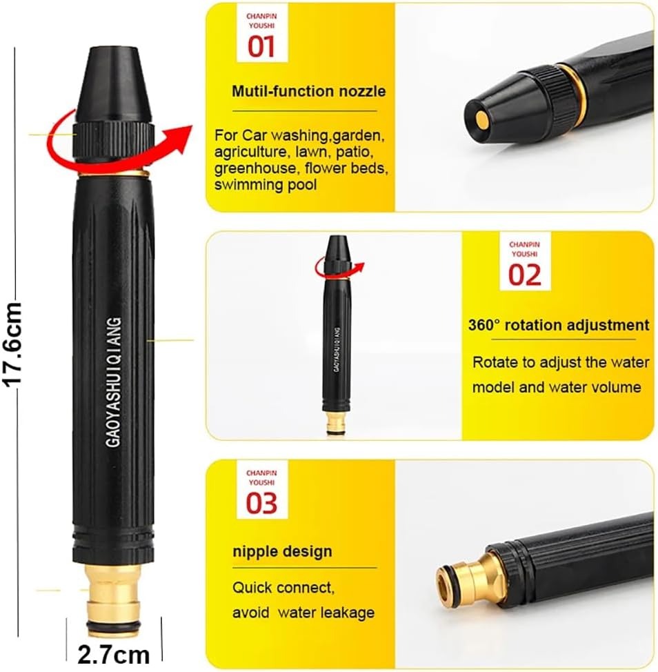 🔥High Pressure Water Nozzle👍Multi-Purpose for Car, Garden & Household Cleaning💦