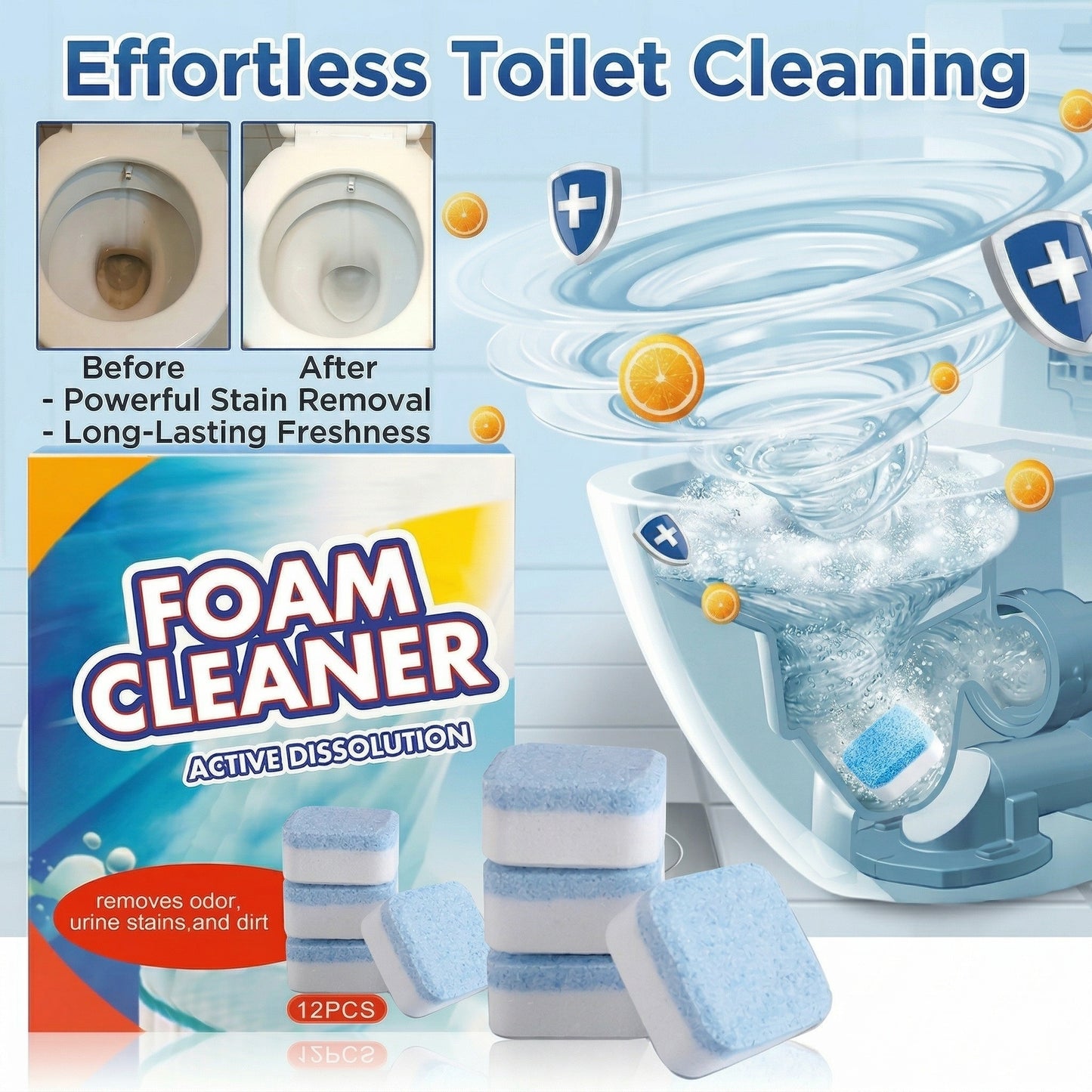 Magic Toilet Cleaning Fizzing Tablets – Effortless Clean for a Sparkling Toilet!