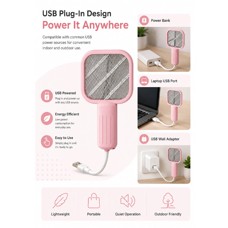 🦟🔋 USB Rechargeable Electric Mosquito Swatter ⚡