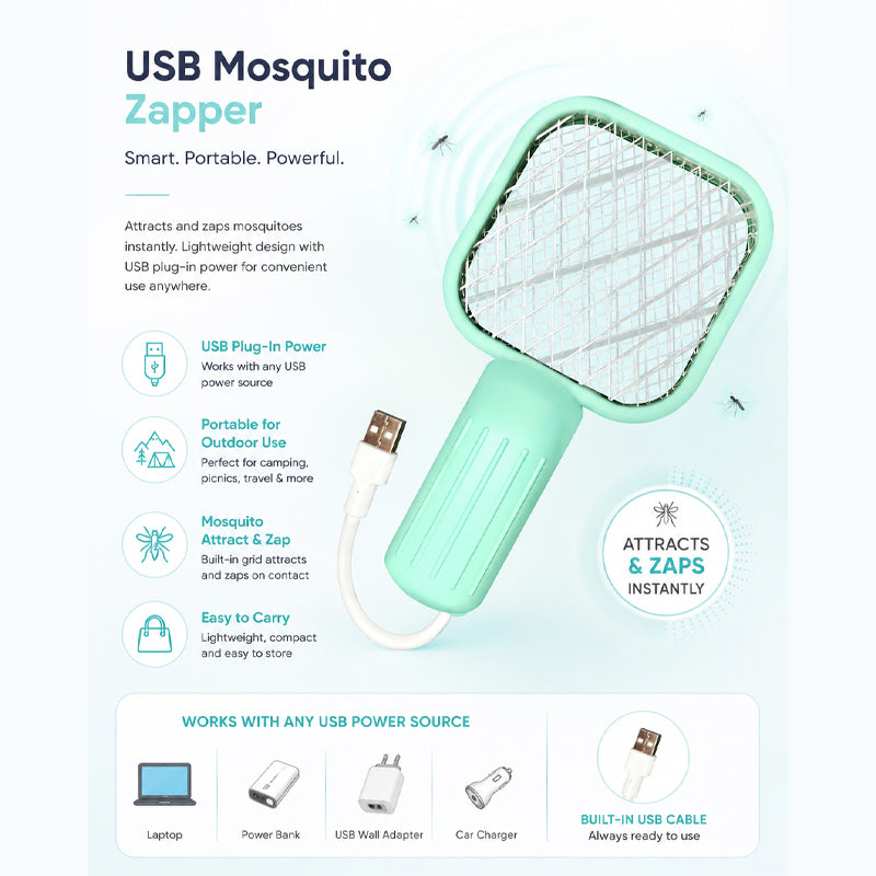 🦟🔋 USB Rechargeable Electric Mosquito Swatter ⚡