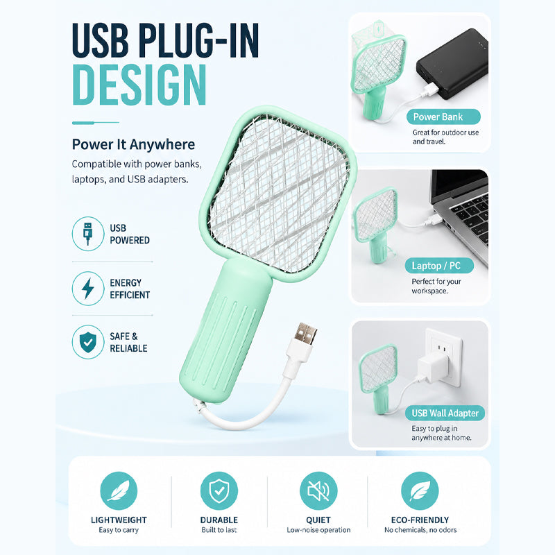 🦟🔋 USB Rechargeable Electric Mosquito Swatter ⚡