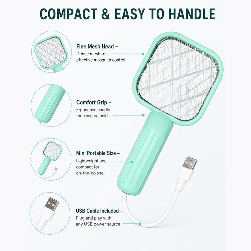 🦟🔋 USB Rechargeable Electric Mosquito Swatter ⚡