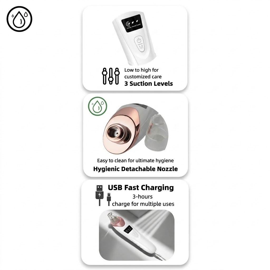 Electric Pore Vacuum & Blackhead Remover – Rechargeable Spot Extractor Tool Set