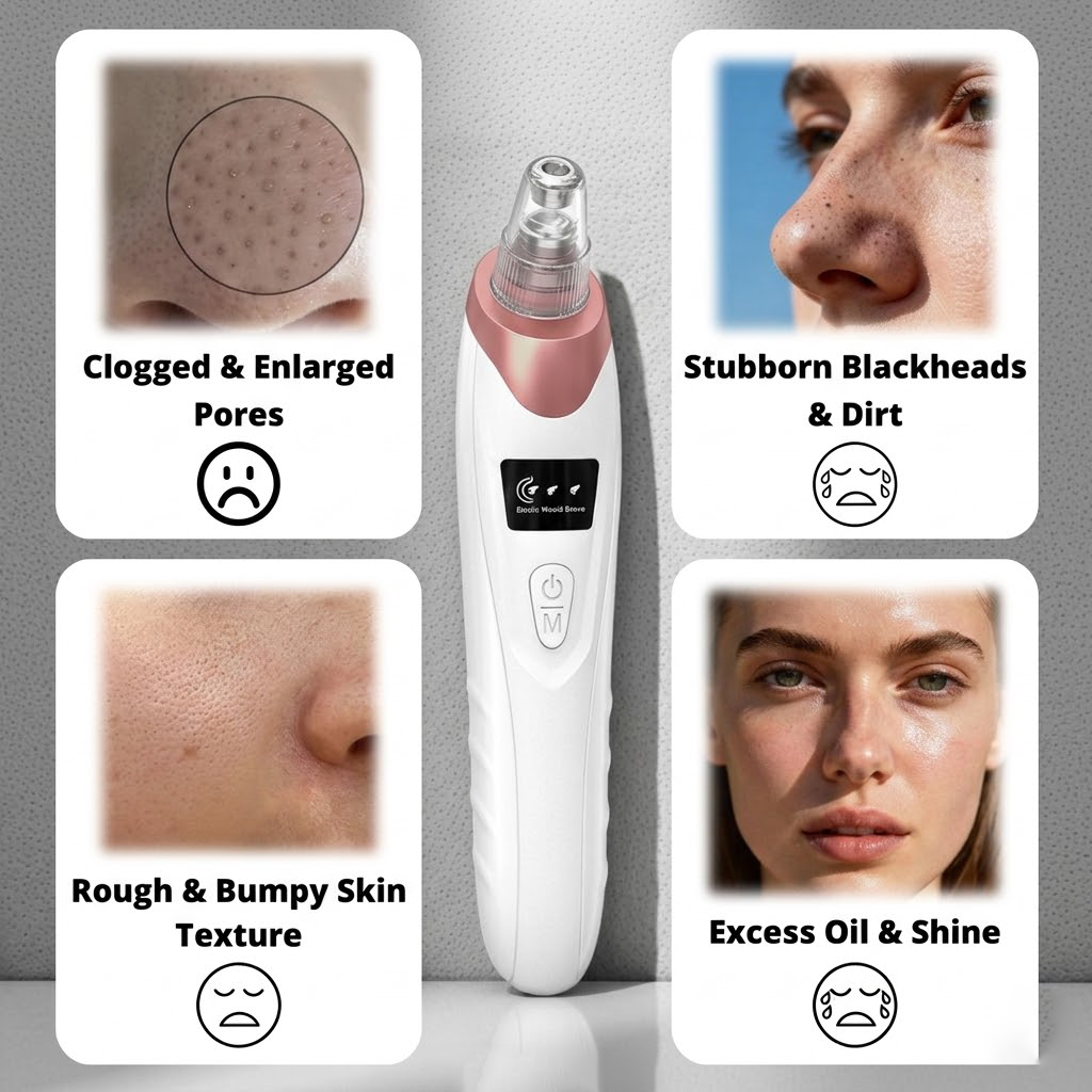 Electric Pore Vacuum & Blackhead Remover – Rechargeable Spot Extractor Tool Set