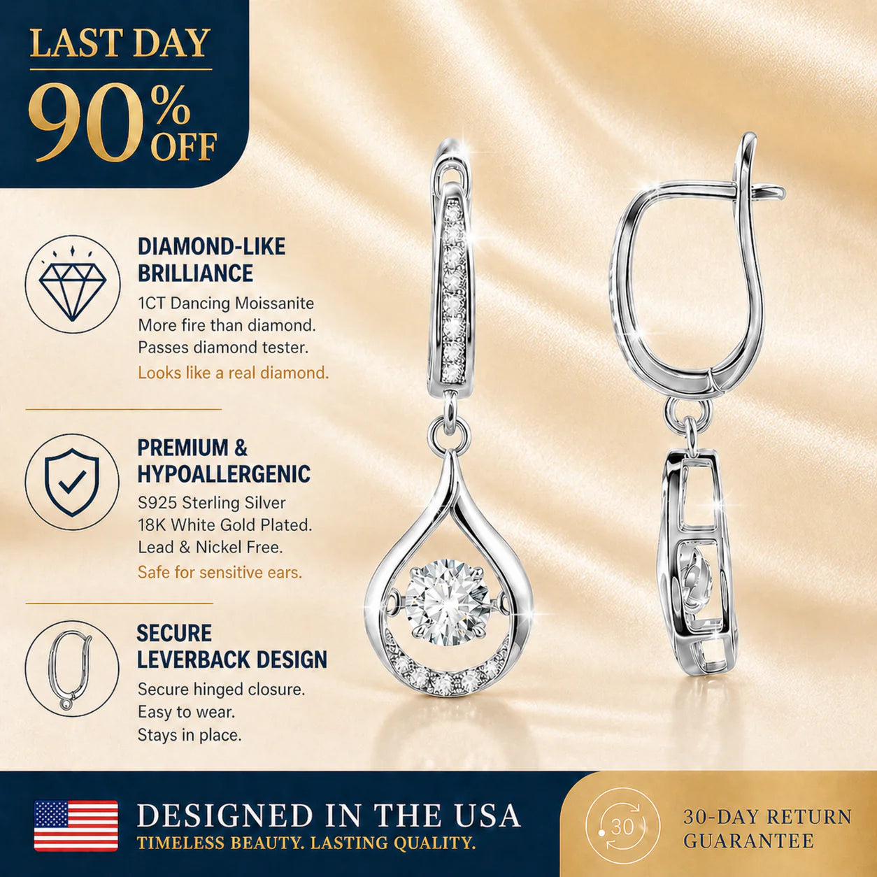 🔥 LAST DAY 90% OFF:1-Carat "Dancing" Moissanite Earrings – The Pure S925 Comfort & Sparkle You Deserve💎