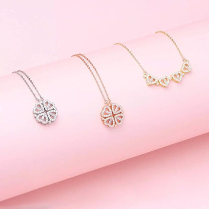 🍀 Lucky Heart Necklace – 2-in-1 Clover & Heart Pendant | Symbol of Love & Good Fortune ✨